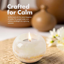 Load image into Gallery viewer, Marble Tea Light Candle Holder Set of 2 - White Onyx
