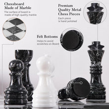Load image into Gallery viewer, Marble 38cm Chess Set With Storage Box - Black Zebra & White
