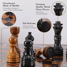 Load image into Gallery viewer, Marble 38cm Chess Set With Storage Box - Black Zebra & Red