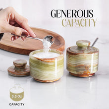 Load image into Gallery viewer, Handcrafted Marble Salt Cellar Set Of 2 With Spoons