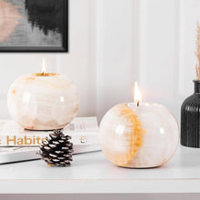 Load image into Gallery viewer, Marble Tea Light Candle Holder Set of 2 - White Onyx