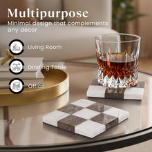 Load image into Gallery viewer, Marble Coasters Set of 4 - Checker Design
