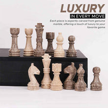 Load image into Gallery viewer, 38cm Chess Set With Storage Box - Travertine & Oceanic