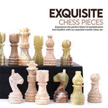 Load image into Gallery viewer, 30cm Chess Set With Storage Box - Travertine & Green