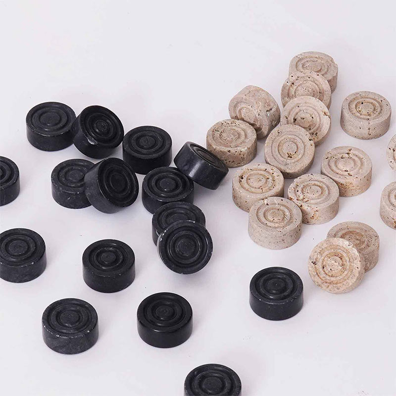 Checkers Figures - Black & Travertine – Marbliss Homewares