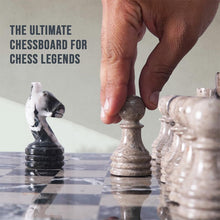 Load image into Gallery viewer, Marble 38cm Chess Set With Storage Box - Black Zebra & Oceanic