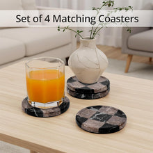 Load image into Gallery viewer, Round Coaster Plates Set of 4 - Checkers Design
