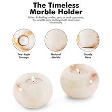 Load image into Gallery viewer, Marble Tea Light Candle Holder Set of 2 - White Onyx