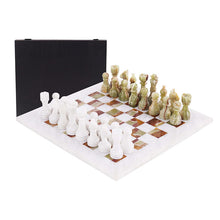 Load image into Gallery viewer, 38cm Chess Set With Storage Box - White & Green Onyx