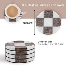 Load image into Gallery viewer, Round Coaster Plates Set of 4 - Checkers Design