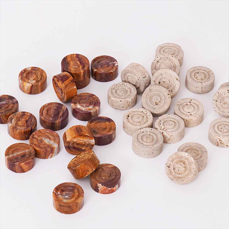 Checkers Figures - Red & Travertine – Marbliss Homewares