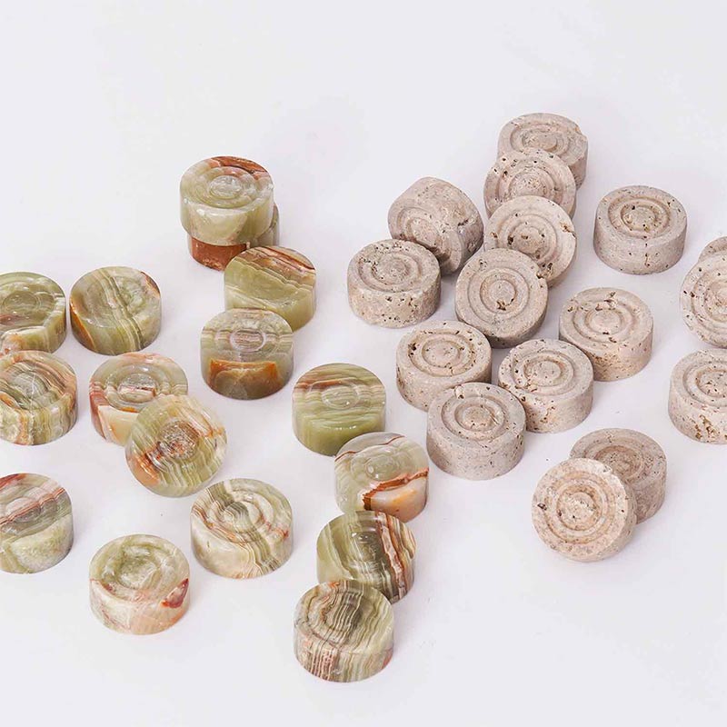 Checkers Figures - Green & Travertine – Marbliss Homewares