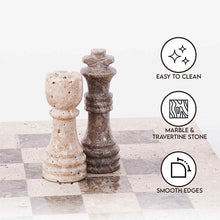 Load image into Gallery viewer, 30cm Chess Set With Storage Box - Travertine & Oceanic