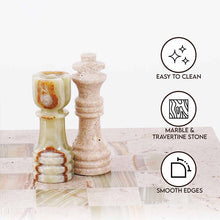 Load image into Gallery viewer, 30cm Chess Set With Storage Box - Travertine & Green