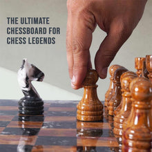 Load image into Gallery viewer, Marble 38cm Chess Set With Storage Box - Black Zebra & Red