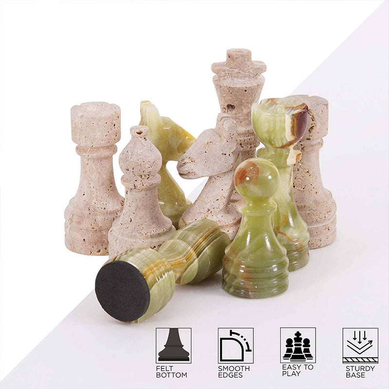 Chess Figures - Travertine and Green – Marbliss Homewares