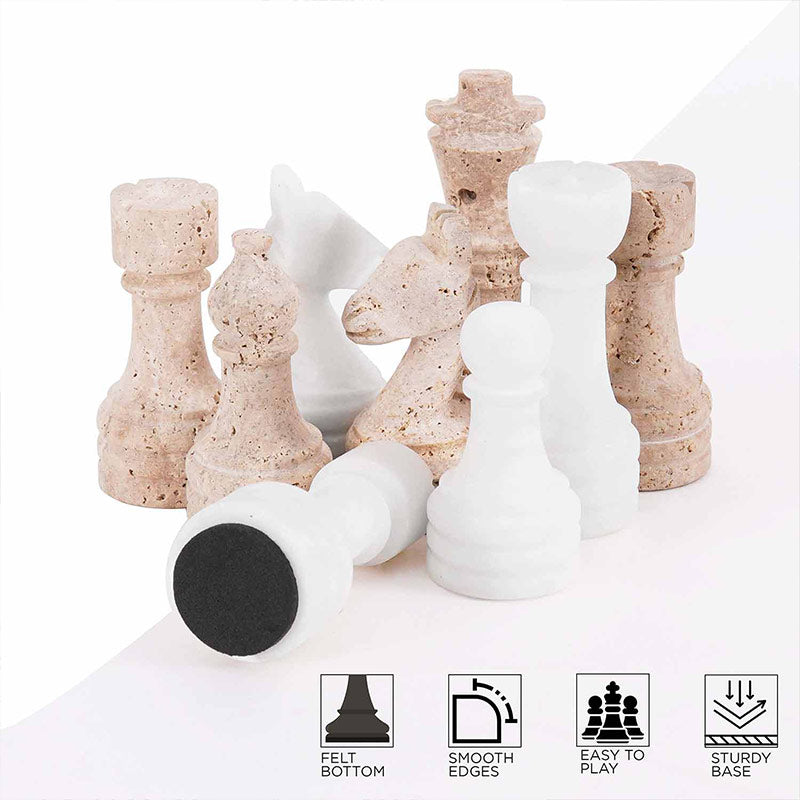 Chess Figures - Travertine and White – Marbliss Homewares