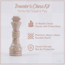 Load image into Gallery viewer, Marble 38cm Chess Set With Storage Box - Black Zebra & Verona