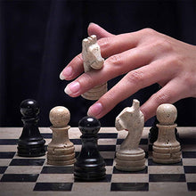 Load image into Gallery viewer, 30cm Chess Set With Storage Box - Travertine & Black
