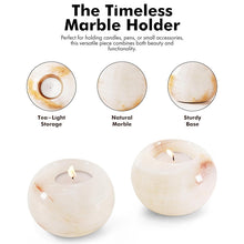Load image into Gallery viewer, Marble Tea Light Candle Holder Set of 2 - White Onyx