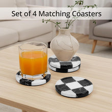 Load image into Gallery viewer, Round Coaster Plates Set of 4 - Checkers Design