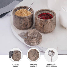 Load image into Gallery viewer, Handcrafted Marble Salt Cellar Set Of 2 With Spoons