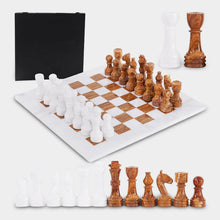 Load image into Gallery viewer, Marble 38cm Chess Set With Storage Box - White & Red