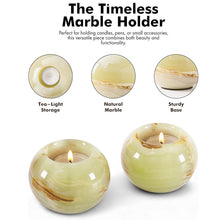 Load image into Gallery viewer, Marble Tea Light Candle Holder Set of 2 - Green