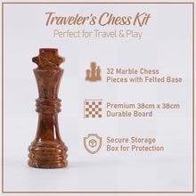 Load image into Gallery viewer, Marble 38cm Chess Set With Storage Box - Oceanic & Red