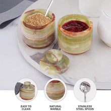 Load image into Gallery viewer, Handcrafted Marble Salt Cellar Set Of 2 With Spoons