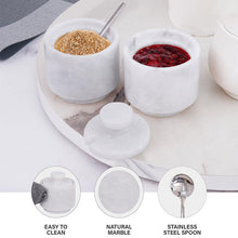 Load image into Gallery viewer, Handcrafted Marble Salt Cellar Set Of 2 With Spoons