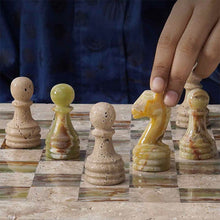 Load image into Gallery viewer, 38cm Chess Set With Storage Box - Travertine & Green