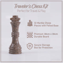 Load image into Gallery viewer, Marble 38cm Chess Set With Storage Box - Black Zebra & Oceanic