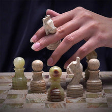 Load image into Gallery viewer, 30cm Chess Set With Storage Box - Travertine & Green