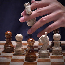 Load image into Gallery viewer, 30cm Chess Set With Storage Box - Travertine & Red