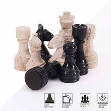 Load image into Gallery viewer, Chess Figures - Travertine and Black