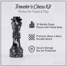 Load image into Gallery viewer, Marble 38cm Chess Set With Storage Box - Black Zebra & Red