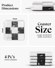 Load image into Gallery viewer, Marble Coasters Set of 4 - Checker Design