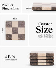 Load image into Gallery viewer, Marble Coasters Set of 4 - Checker Design