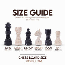 Load image into Gallery viewer, 30cm Chess Set With Storage Box - Black & Travertine
