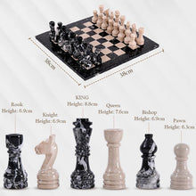 Load image into Gallery viewer, Marble 38cm Chess Set With Storage Box - Black Zebra & Verona
