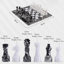Load image into Gallery viewer, Marble 38cm Chess Set With Storage Box - Black Zebra & White