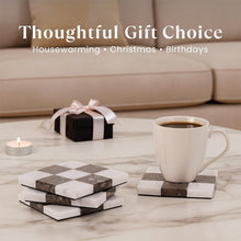 Load image into Gallery viewer, Marble Coasters Set of 4 - Checker Design