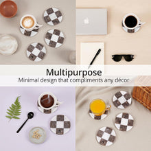 Load image into Gallery viewer, Round Coaster Plates Set of 4 - Checkers Design