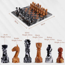 Load image into Gallery viewer, Marble 38cm Chess Set With Storage Box - Black Zebra & Red
