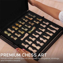 Load image into Gallery viewer, 38cm Chess Set With Storage Box - Travertine & Green