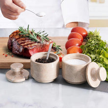 Load image into Gallery viewer, Handcrafted Marble Salt Cellar Set Of 2 With Spoons