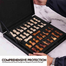 Load image into Gallery viewer, 30cm Chess Set With Storage Box - Travertine & Red