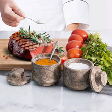 Load image into Gallery viewer, Handcrafted Marble Salt Cellar Set Of 2 With Spoons