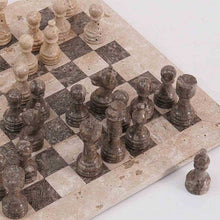 Load image into Gallery viewer, 38cm Chess Set With Storage Box - Travertine & Oceanic